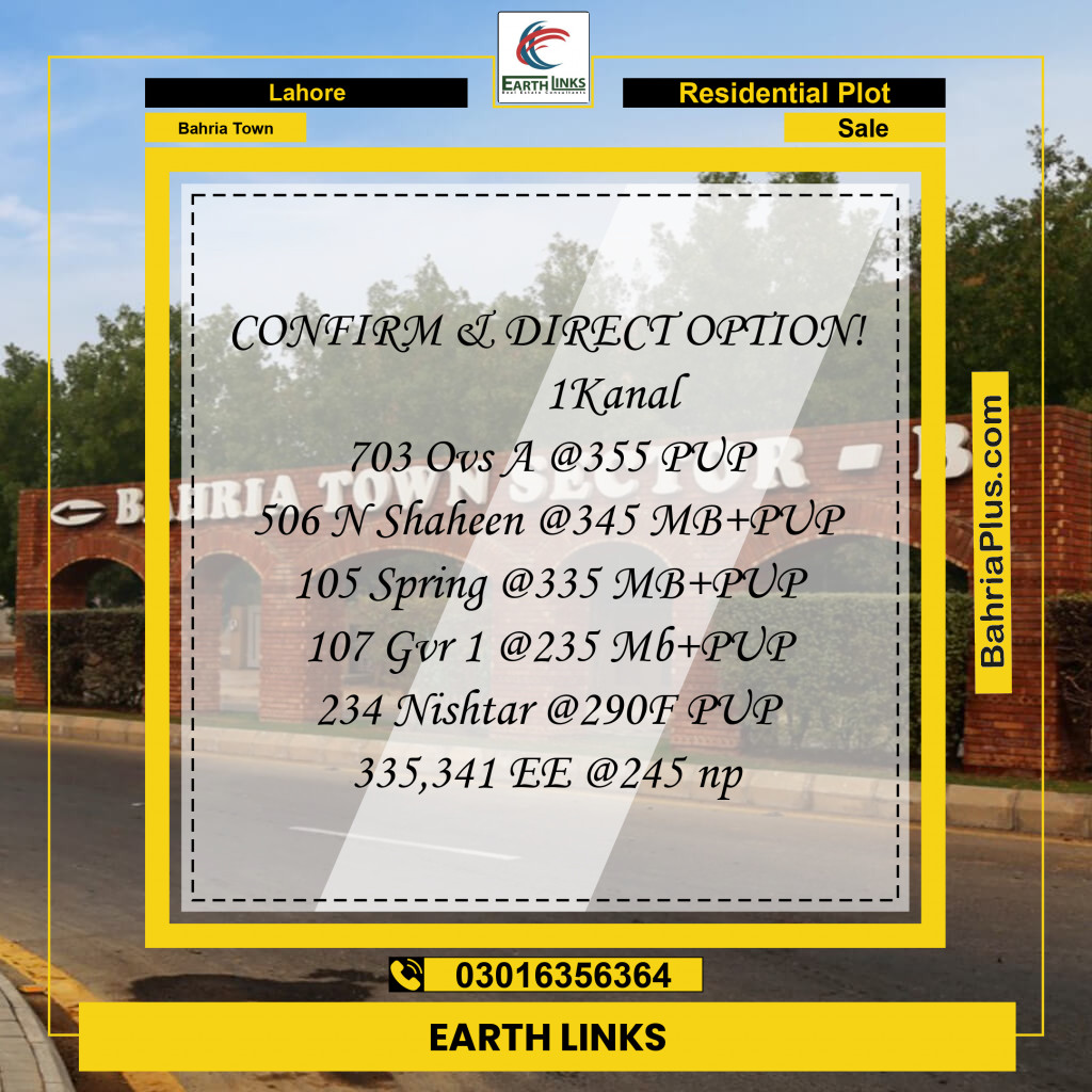 Residential Plot for Sale in Bahria Town, Lahore - (BP-212153)
