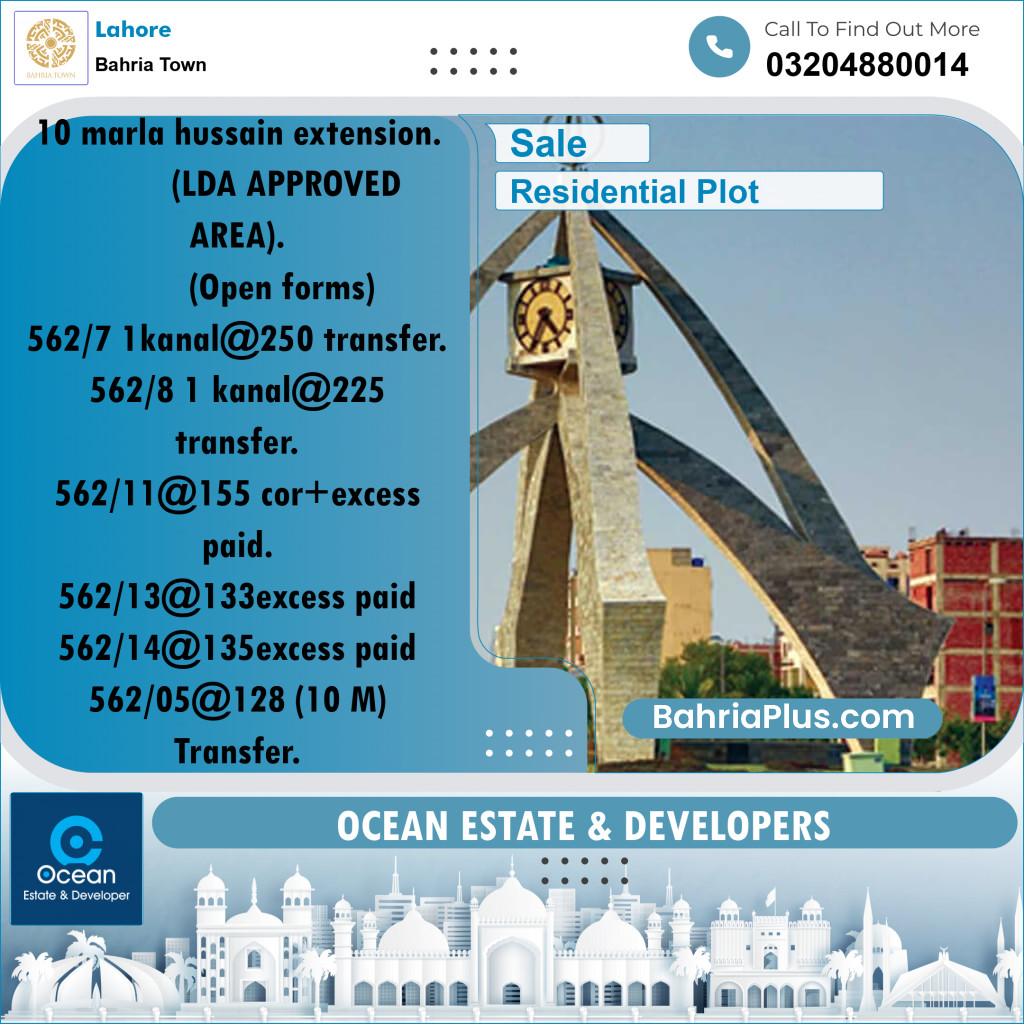 Residential Plot for Sale in Bahria Town, Lahore - (BP-212162)