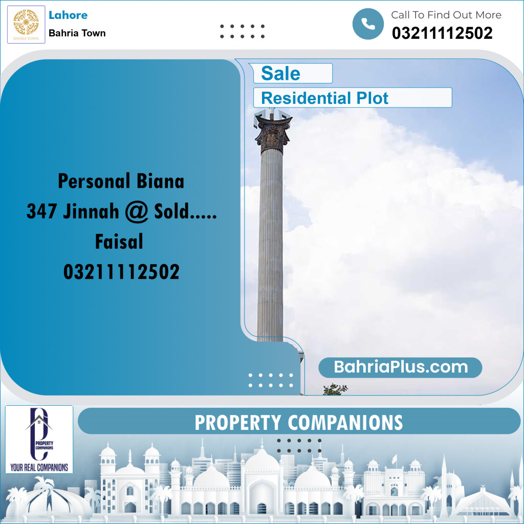 Residential Plot for Sale in Bahria Town, Lahore - (BP-212168)