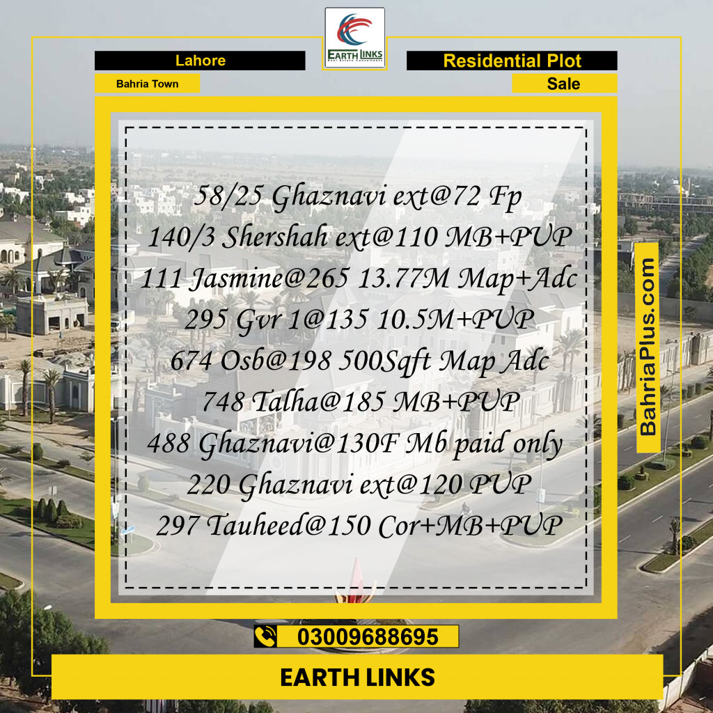 Residential Plot for Sale in Bahria Town, Lahore - (BP-212207)