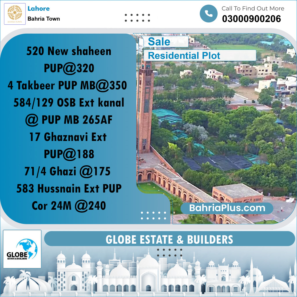 Residential Plot for Sale in Bahria Town, Lahore - (BP-212242)