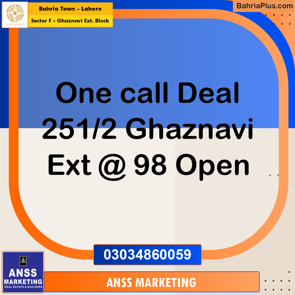 10 Marla Residential Plot for Sale in Sector F - Ghaznavi Ext. Block - Bahria Town, Lahore - (BP-212244)