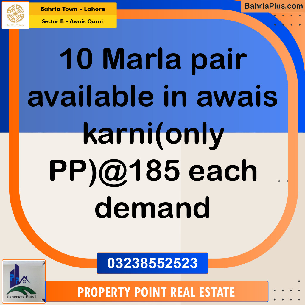 Residential Plot for Sale in Sector B - Awais Qarni -  Bahria Town, Lahore - (BP-212247)
