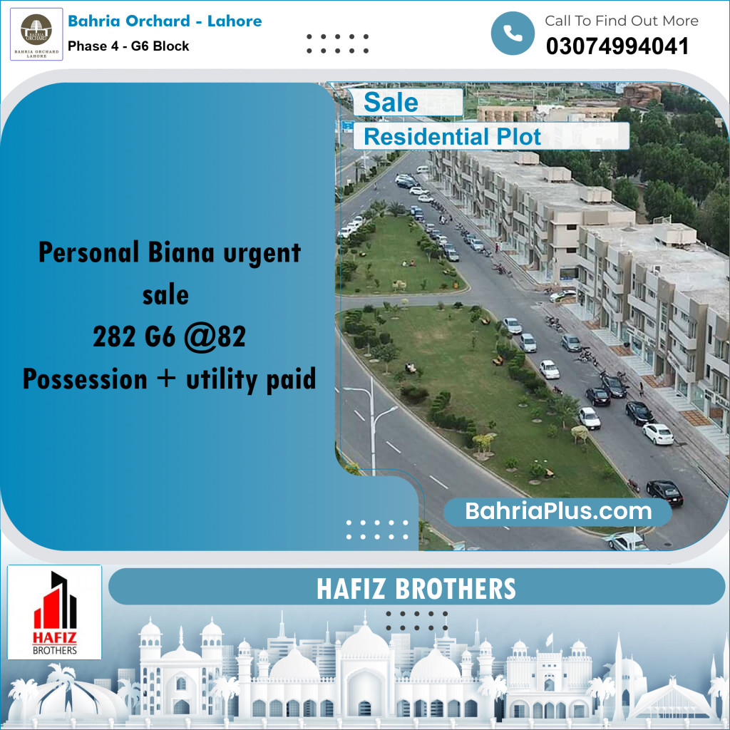 10 Marla Residential Plot for Sale in Phase 4 - G6 Block - Bahria Orchard, Lahore - (BP-212266)
