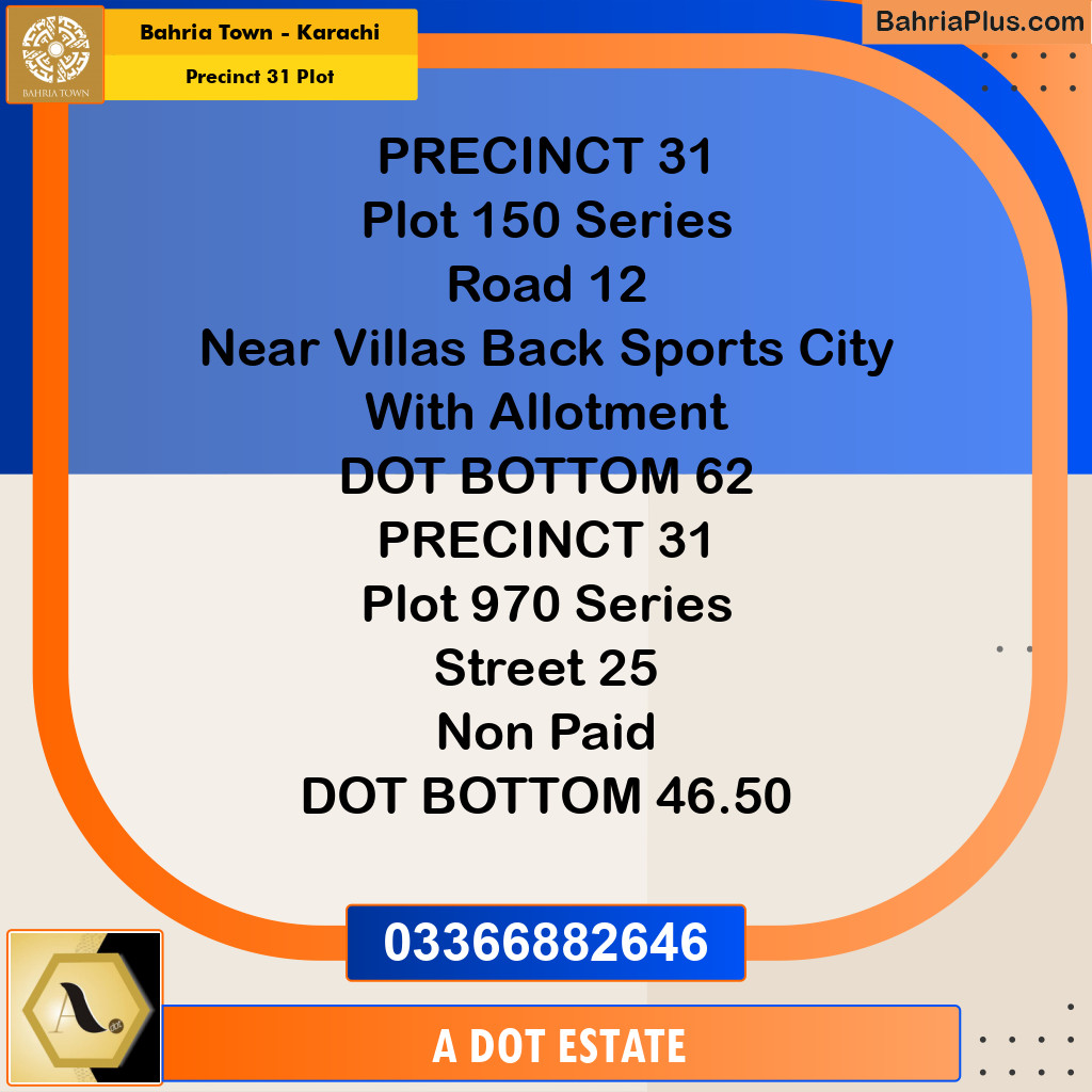 125 Sq. Yards Residential Plot for Sale in Precinct 31 Plot -  Bahria Town, Karachi - (BP-212278)