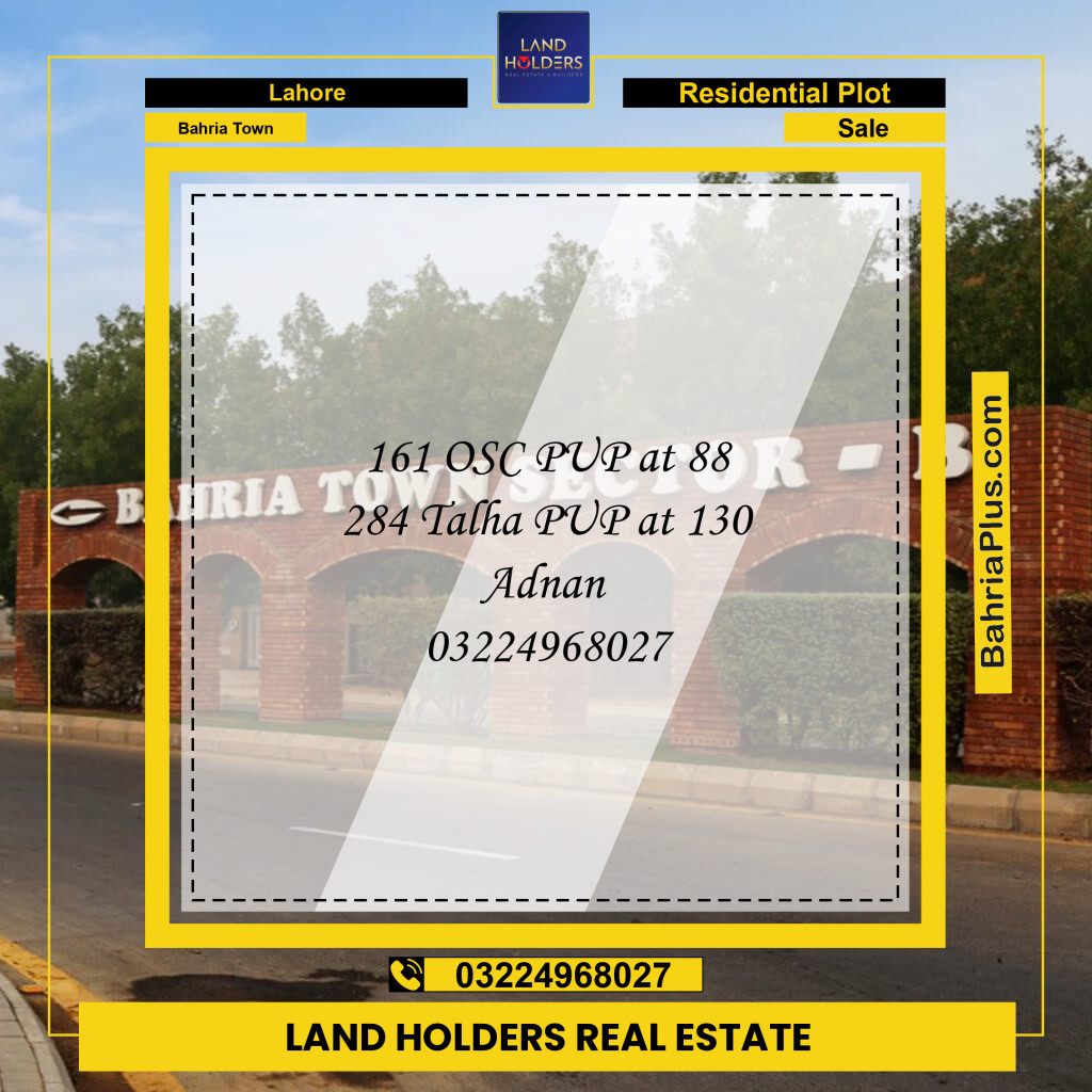 Residential Plot for Sale in Bahria Town, Lahore - (BP-212294)