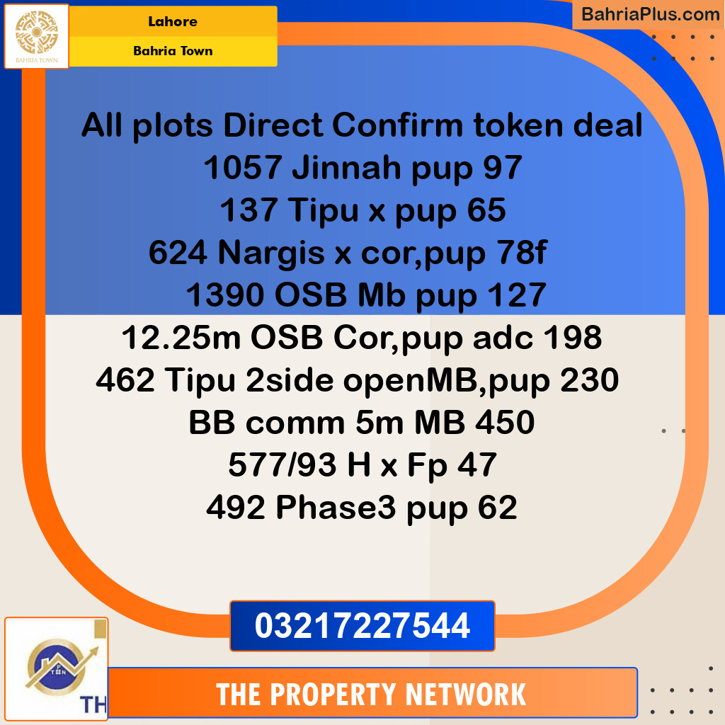 Residential Plot for Sale in Bahria Town, Lahore - (BP-212308)