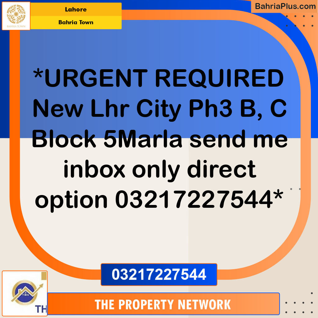 Residential Plot for Sale in Bahria Town, Lahore - (BP-212316)