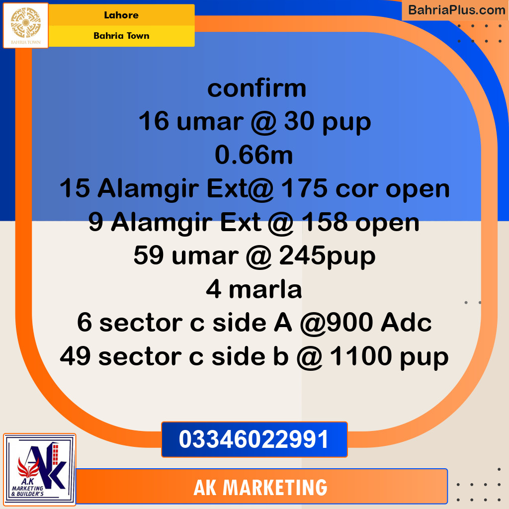 5 Marla Commercial Plot for Sale in Bahria Town, Lahore - (BP-212372)