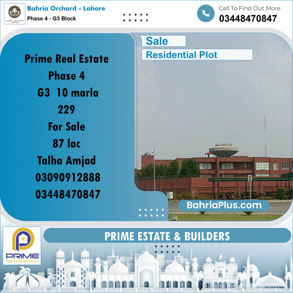 10 Marla Residential Plot for Sale in Phase 4 - G3 Block -  Bahria Orchard, Lahore - (BP-212374)