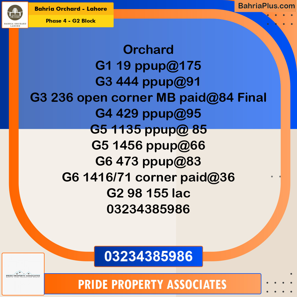 10 Marla Residential Plot for Sale in Phase 4 - G2 Block - Bahria Orchard, Lahore - (BP-212386)