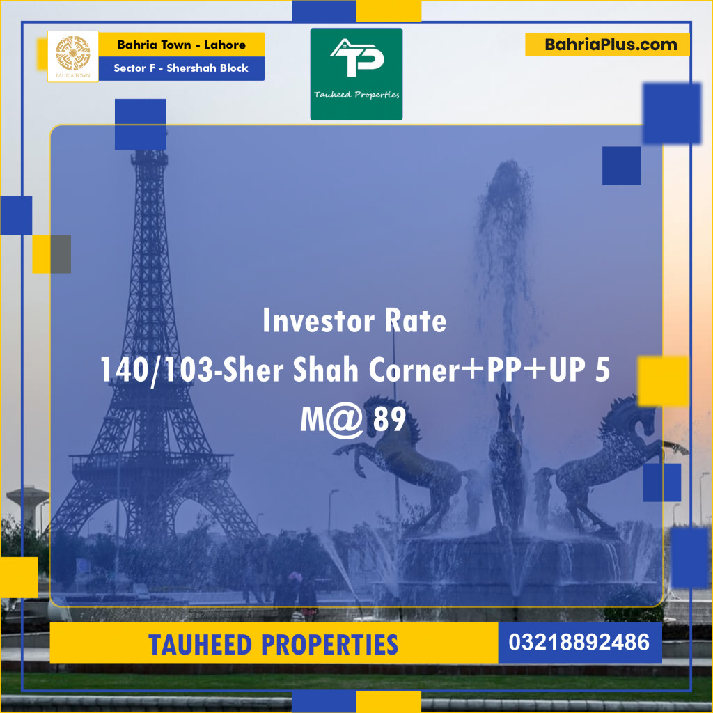 5 Marla Residential Plot for Sale in Sector F - Shershah Block -  Bahria Town, Lahore - (BP-212394)