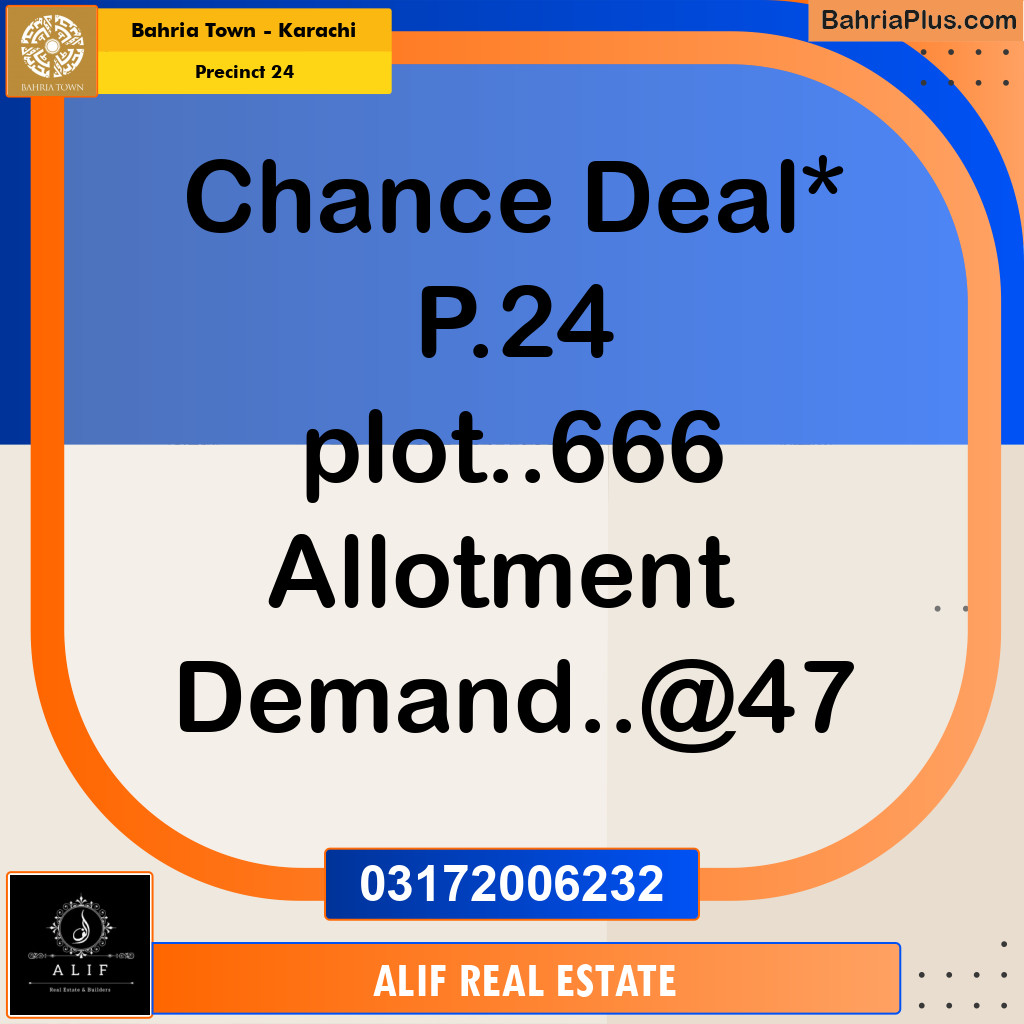 Residential Plot for Sale in Precinct 24 -  Bahria Town, Karachi - (BP-212553)