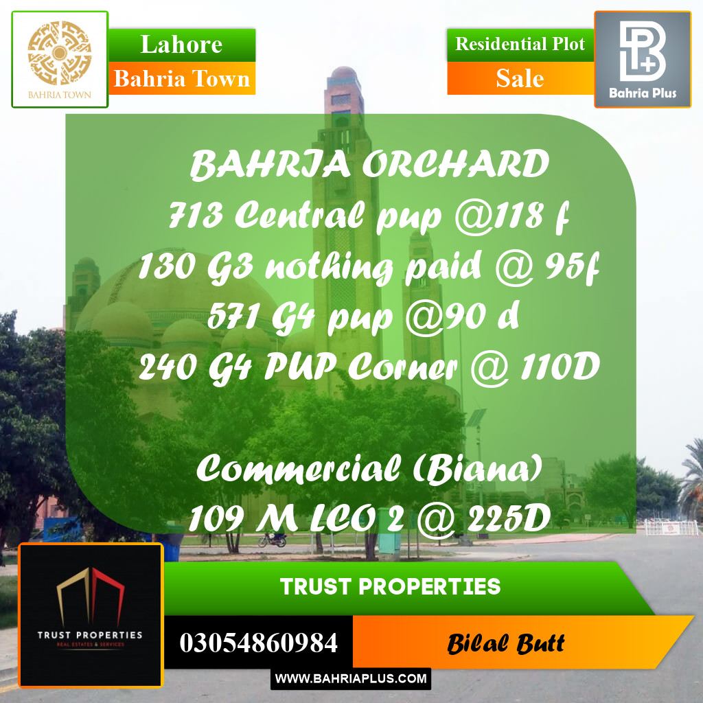 Residential Plot for Sale in Bahria Town, Lahore - (BP-212573)