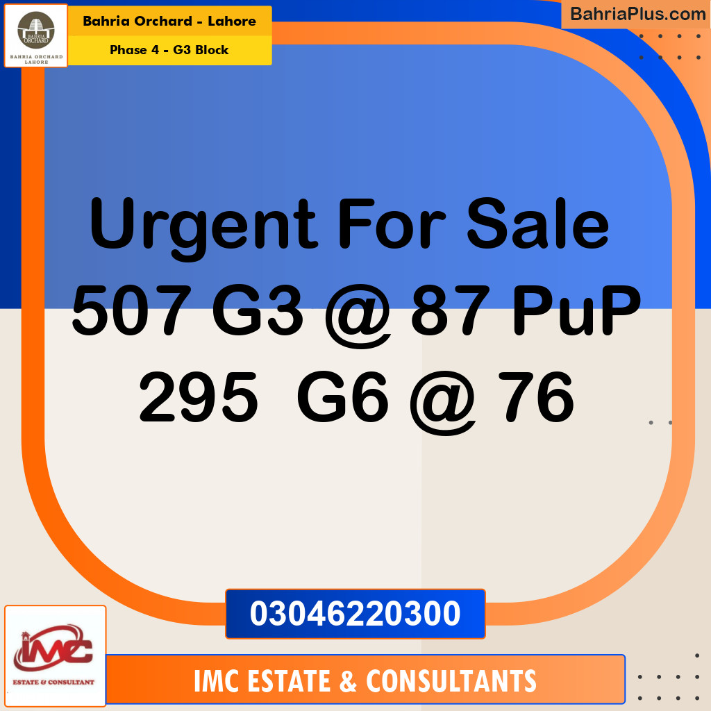Residential Plot for Sale in Phase 4 - G3 Block - Bahria Orchard, Lahore - (BP-212596)