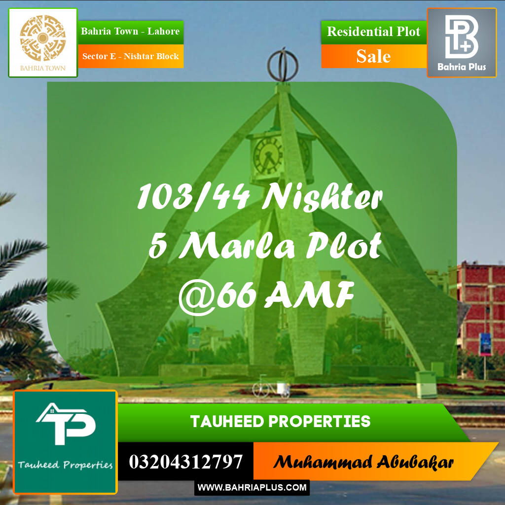 5 Marla Residential Plot for Sale in Sector E - Nishtar Block -  Bahria Town, Lahore - (BP-212604)