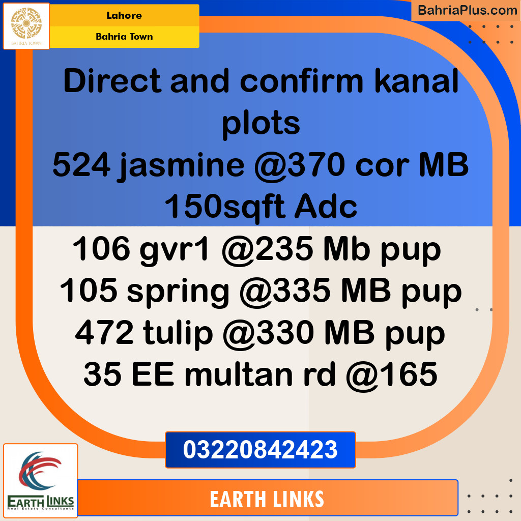 Residential Plot for Sale in Bahria Town, Lahore - (BP-212623)