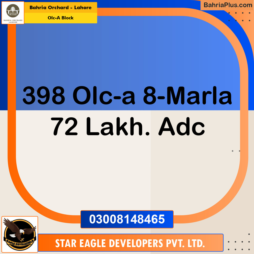 8 Marla Residential Plot for Sale in OLC-A Block -  Bahria Orchard, Lahore - (BP-212656)