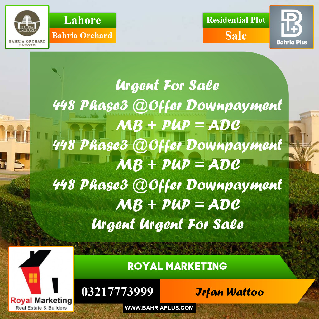 Residential Plot for Sale in Bahria Orchard, Lahore - (BP-212675)