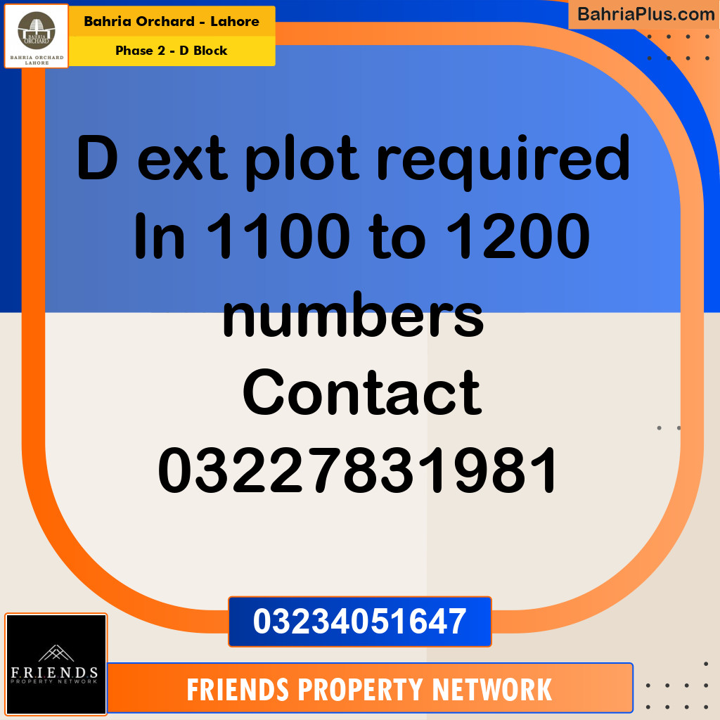 8 Marla Residential Plot for Sale in Phase 2 - D Block -  Bahria Orchard, Lahore - (BP-212702)