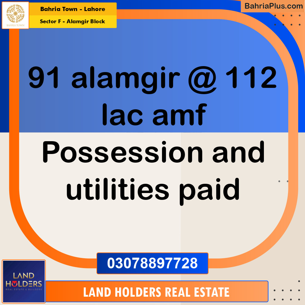 10 Marla Residential Plot for Sale in Sector F - Alamgir Block - Bahria Town, Lahore - (BP-212712)