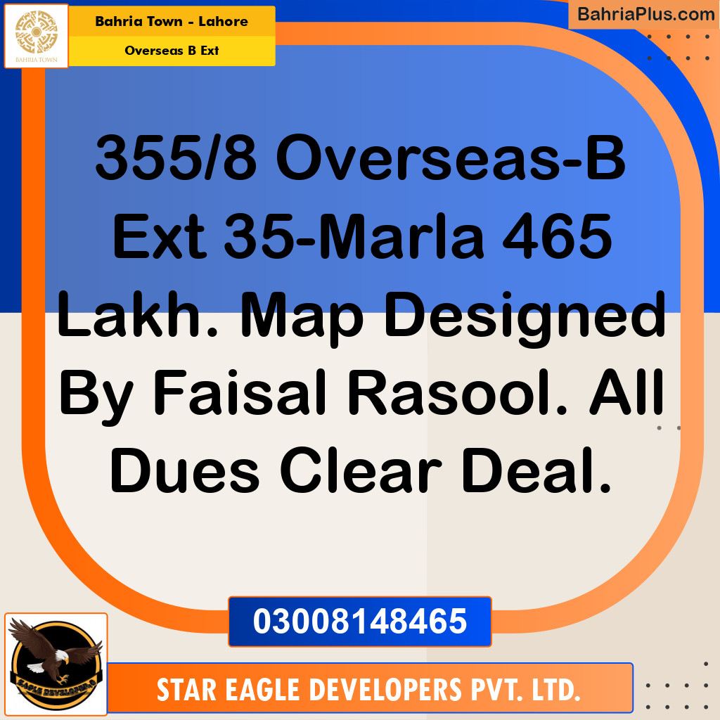 35 Marla Residential Plot for Sale in Overseas B Ext -  Bahria Town, Lahore - (BP-212720)
