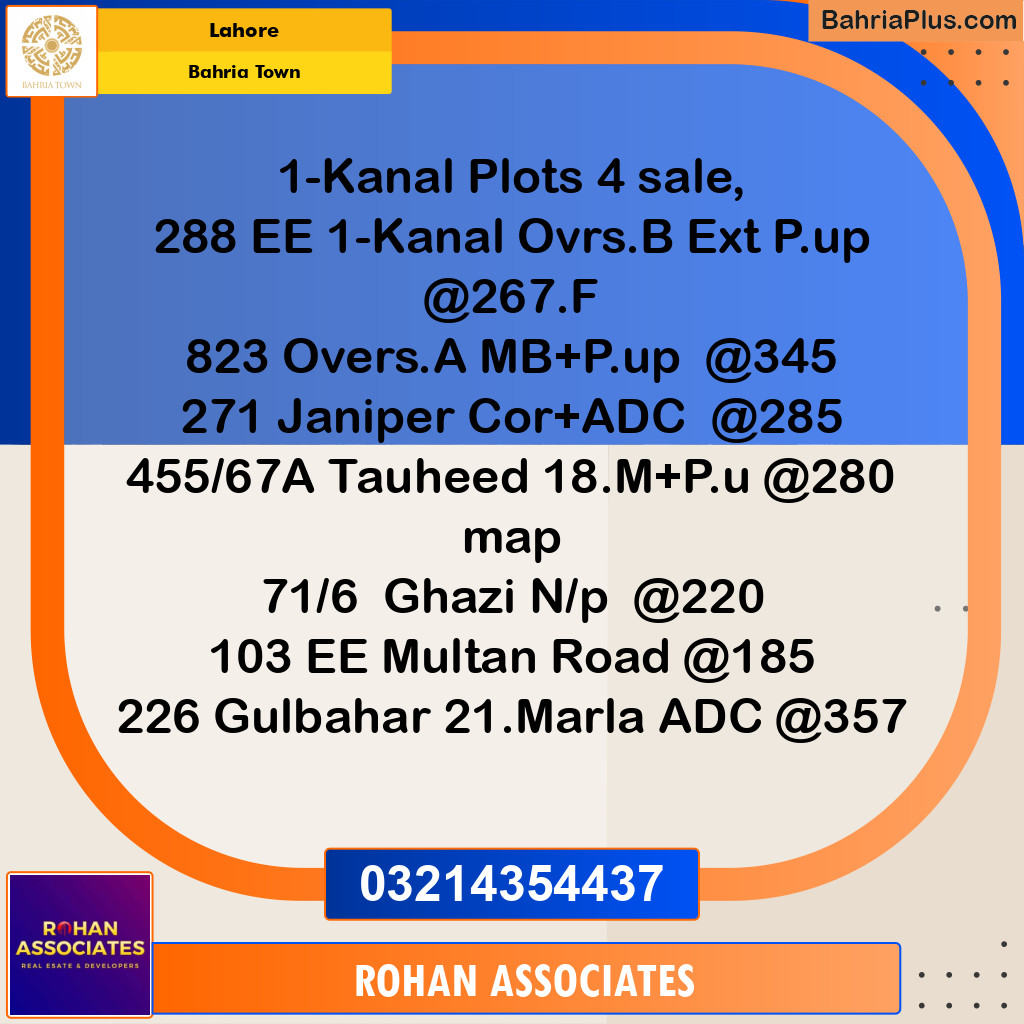 Residential Plot for Sale in Bahria Town, Lahore - (BP-212729)