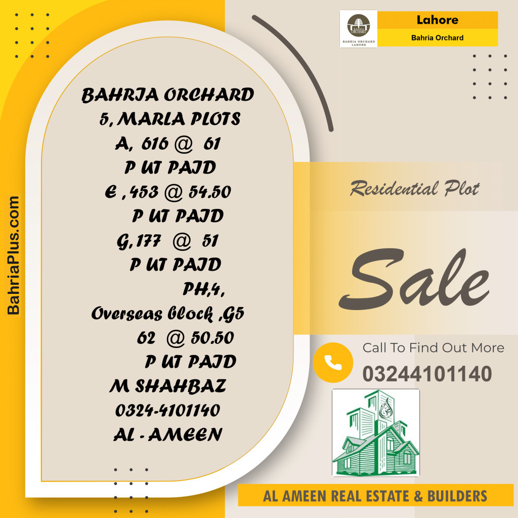 Residential Plot for Sale in Bahria Orchard, Lahore - (BP-212749)