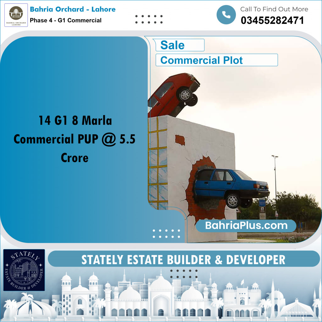 8 Marla Commercial Plot for Sale in Phase 4 - G1 Commercial -  Bahria Orchard, Lahore - (BP-212796)