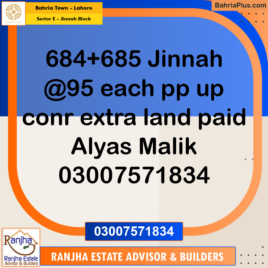 5 Marla Residential Plot for Sale in Sector E - Jinnah Block -  Bahria Town, Lahore - (BP-212826)