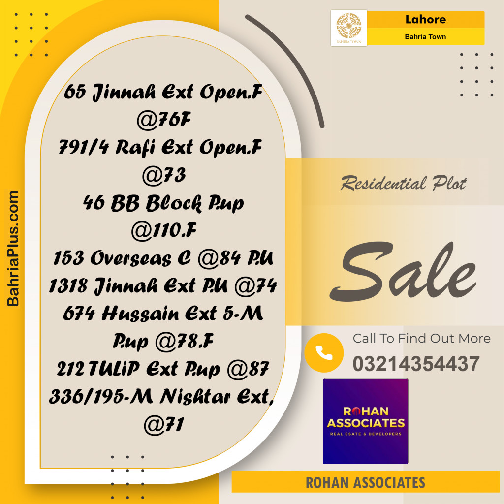 Residential Plot for Sale in Bahria Town, Lahore - (BP-212849)