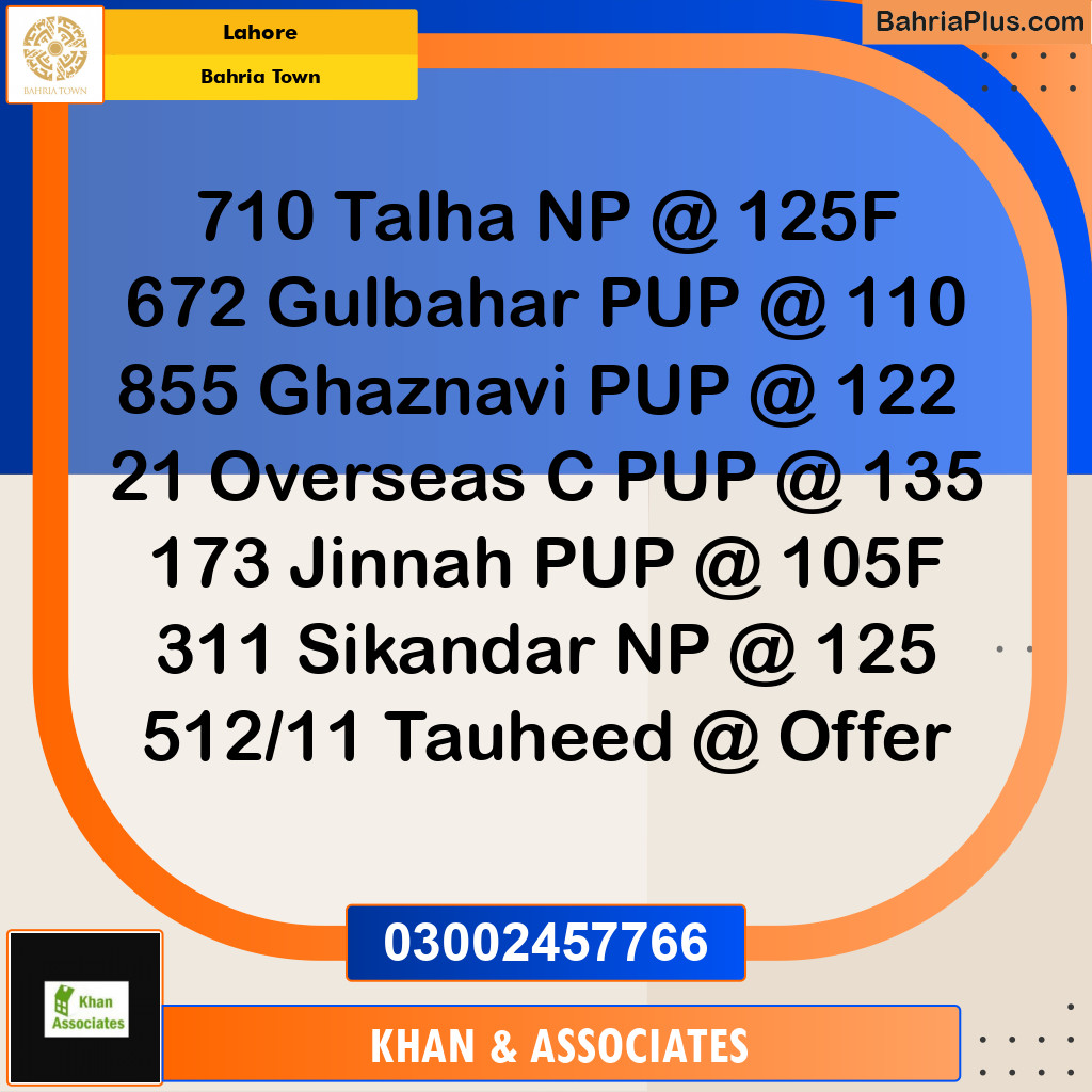 Residential Plot for Sale in Bahria Town, Lahore - (BP-212852)