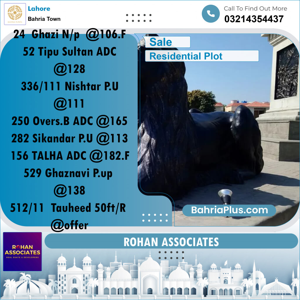 Residential Plot for Sale in Bahria Town, Lahore - (BP-212856)