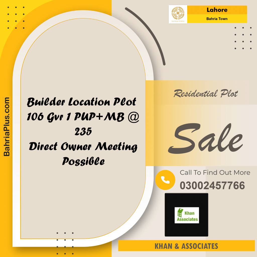 Residential Plot for Sale in Bahria Town, Lahore - (BP-212862)