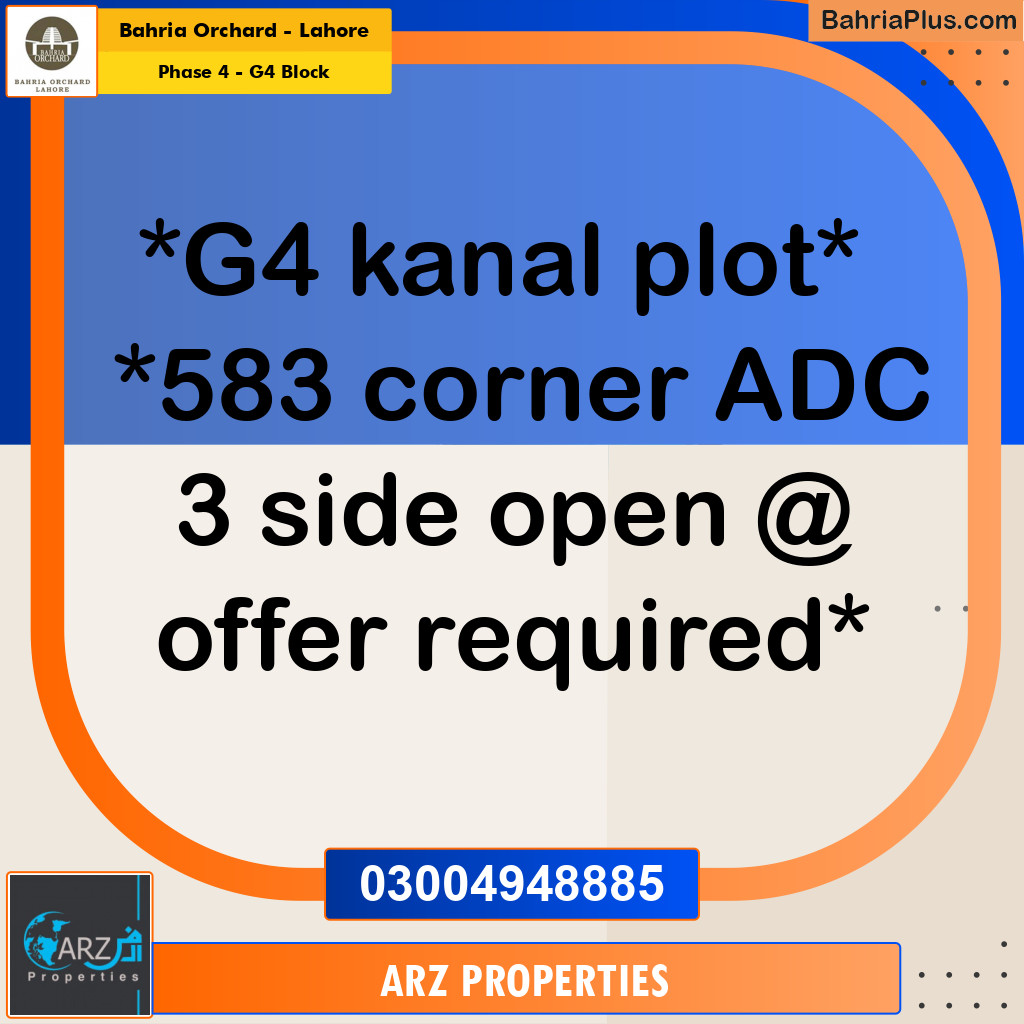 Residential Plot for Sale in Phase 4 - G4 Block -  Bahria Orchard, Lahore - (BP-212894)