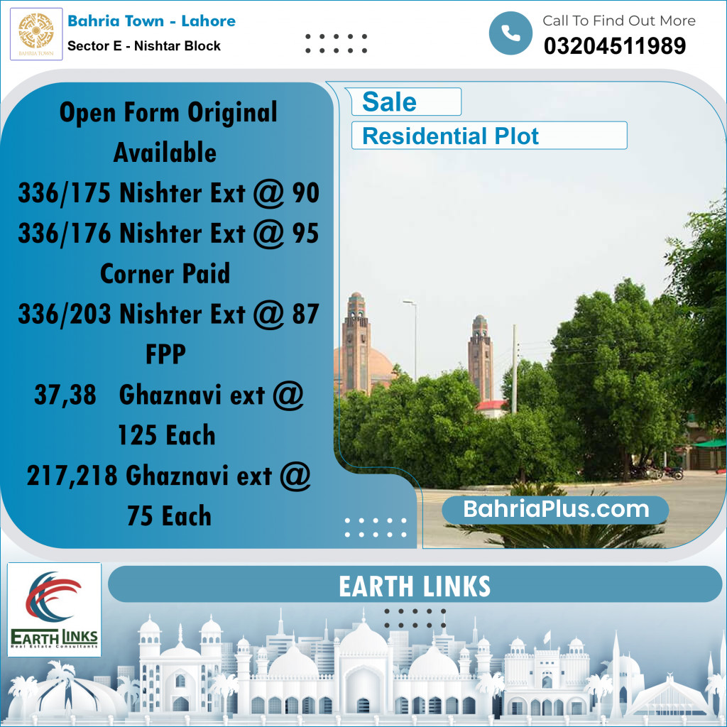 5 Marla Residential Plot for Sale in Sector E - Nishtar Block -  Bahria Town, Lahore - (BP-212897)