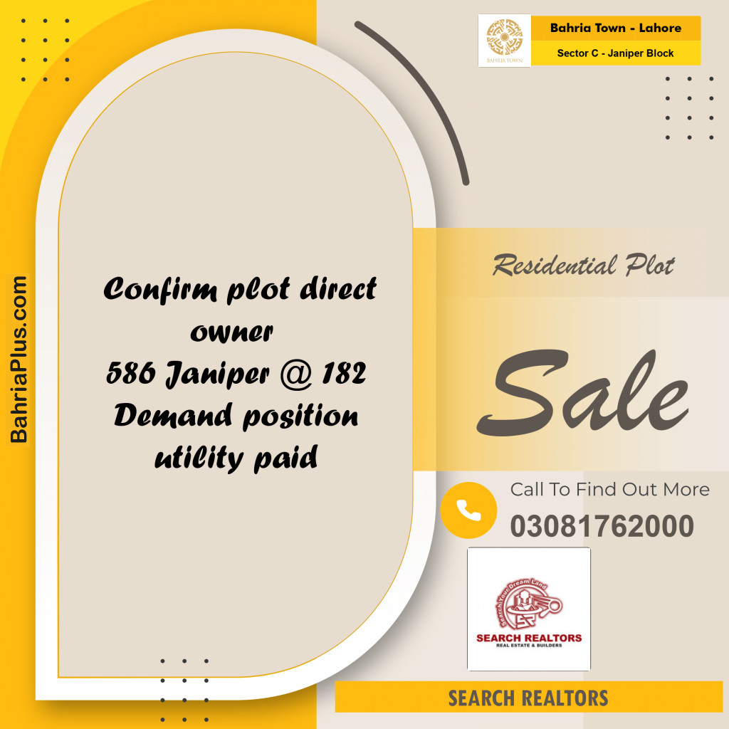 10 Marla Residential Plot for Sale in Sector C - Janiper Block -  Bahria Town, Lahore - (BP-212951)