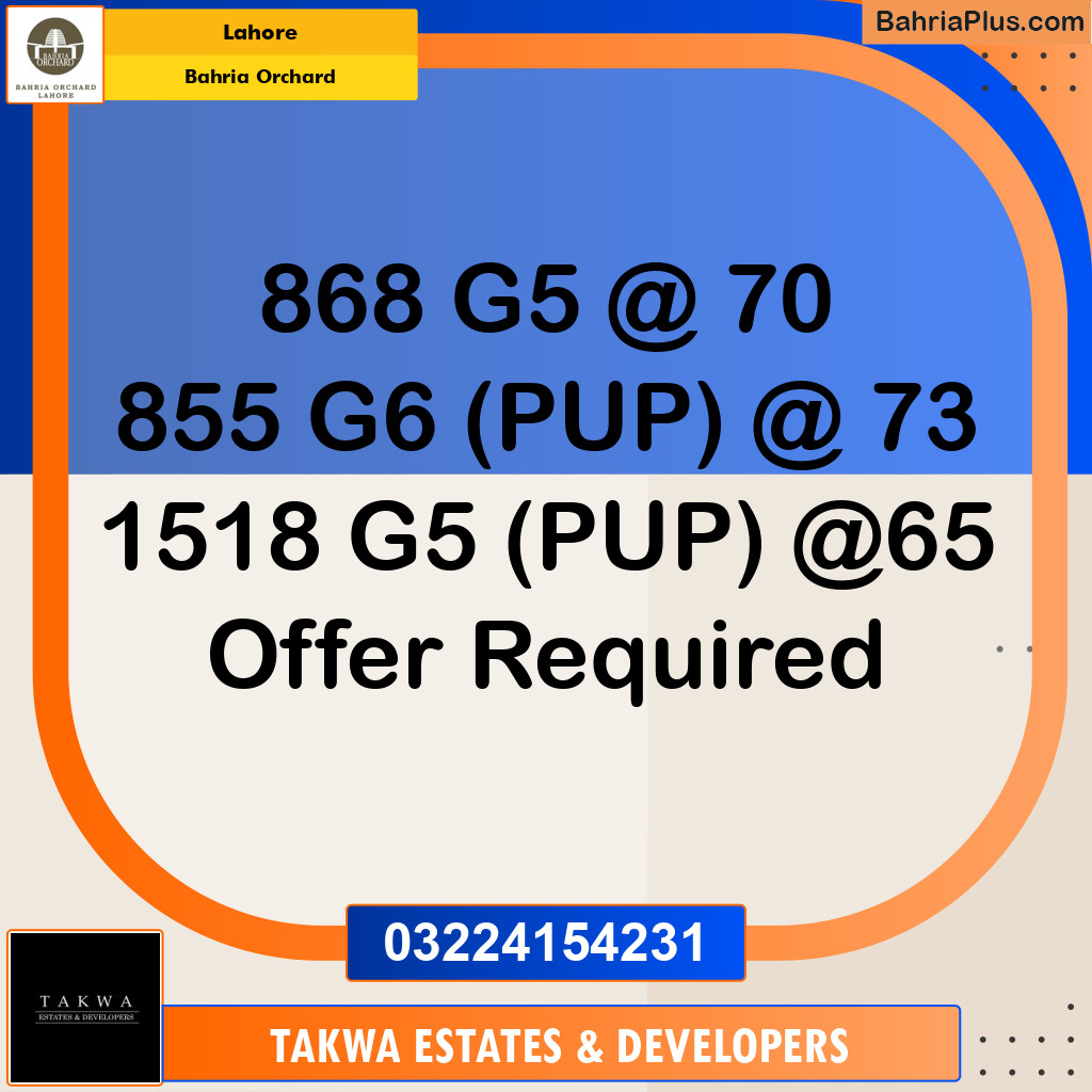 Residential Plot for Sale in Bahria Orchard, Lahore - (BP-213044)