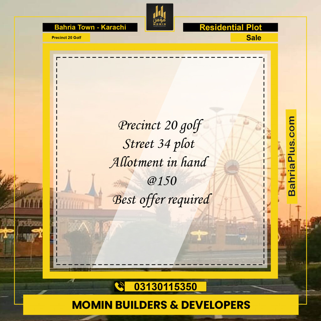 500 Sq. Yards Residential Plot for Sale in Precinct 20 Golf -  Bahria Town, Karachi - (BP-213046)