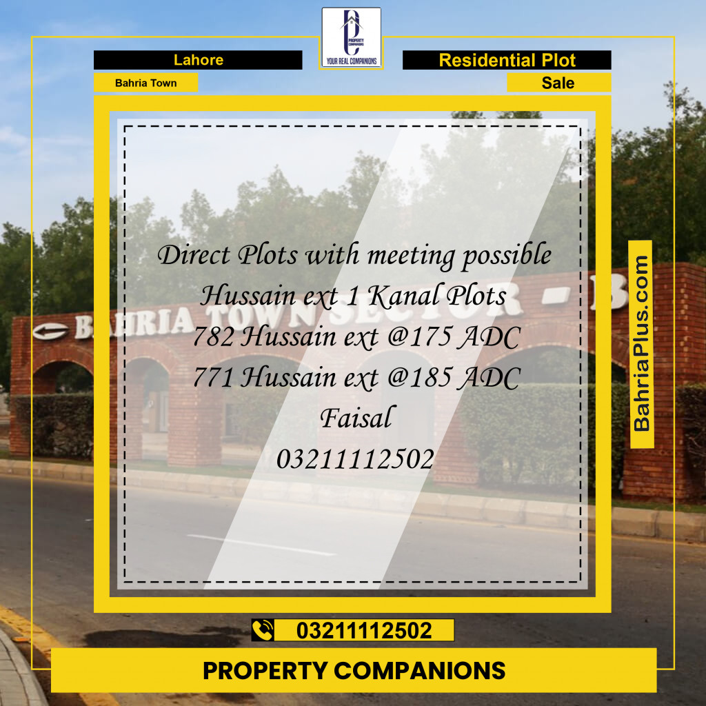 Residential Plot for Sale in Bahria Town, Lahore - (BP-213048)
