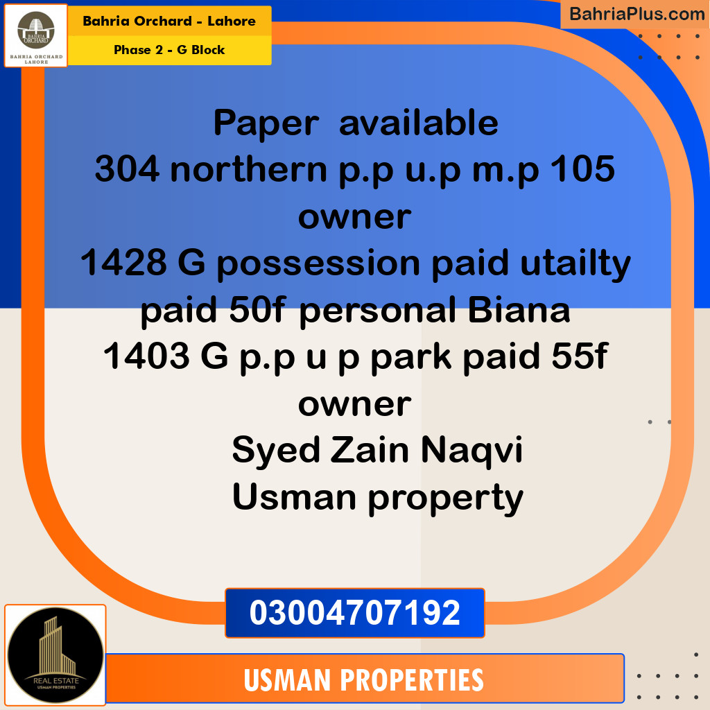 5 Marla Residential Plot for Sale in Phase 2 - G Block -  Bahria Orchard, Lahore - (BP-213092)