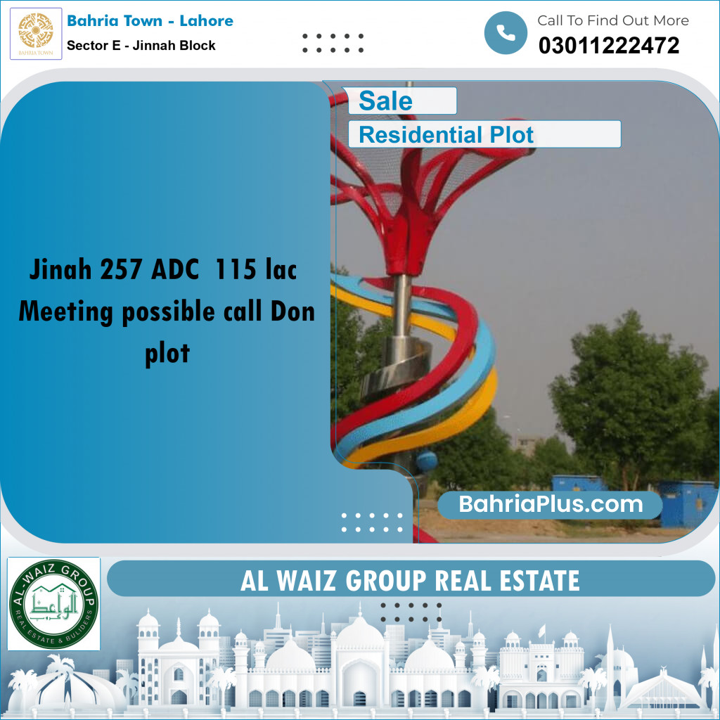 5 Marla Residential Plot for Sale in Sector E - Jinnah Block -  Bahria Town, Lahore - (BP-213153)