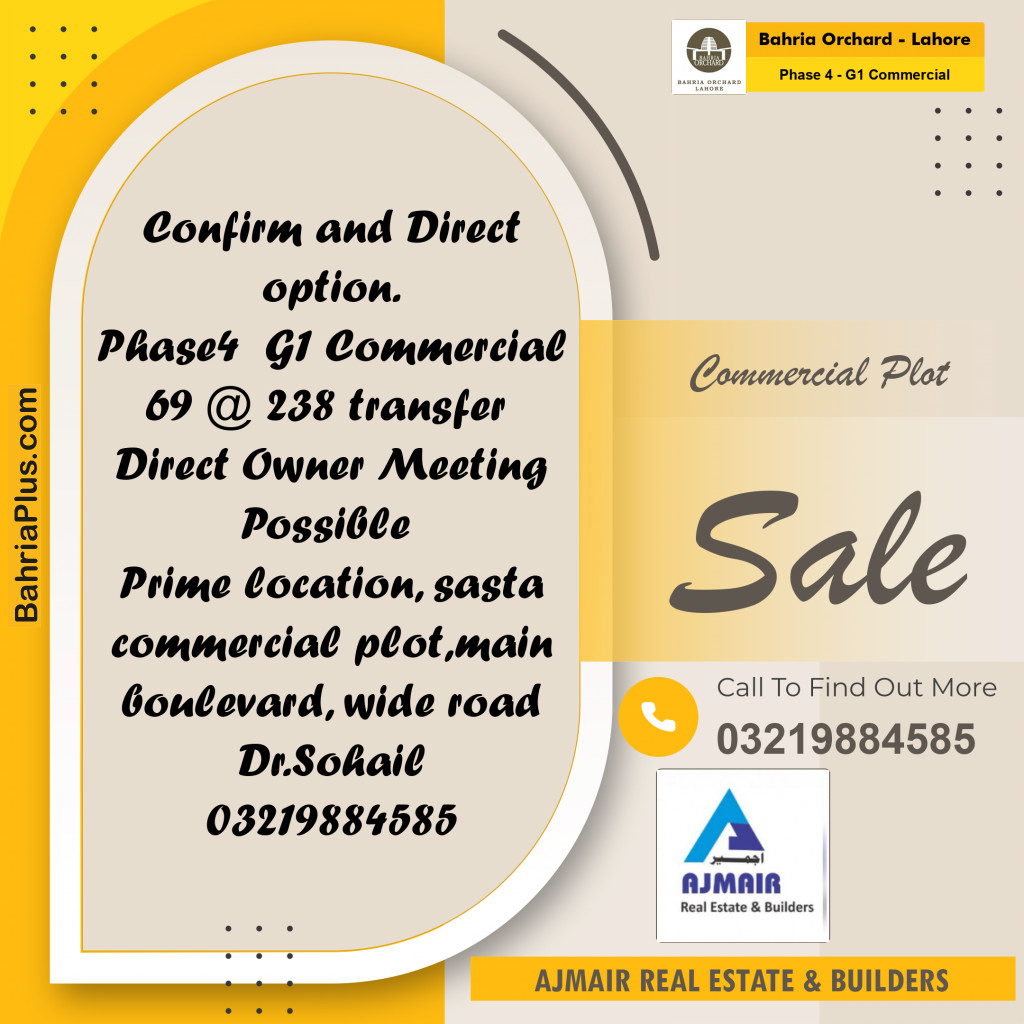 5 Marla Commercial Plot for Sale in Phase 4 - G1 Commercial -  Bahria Orchard, Lahore - (BP-213193)