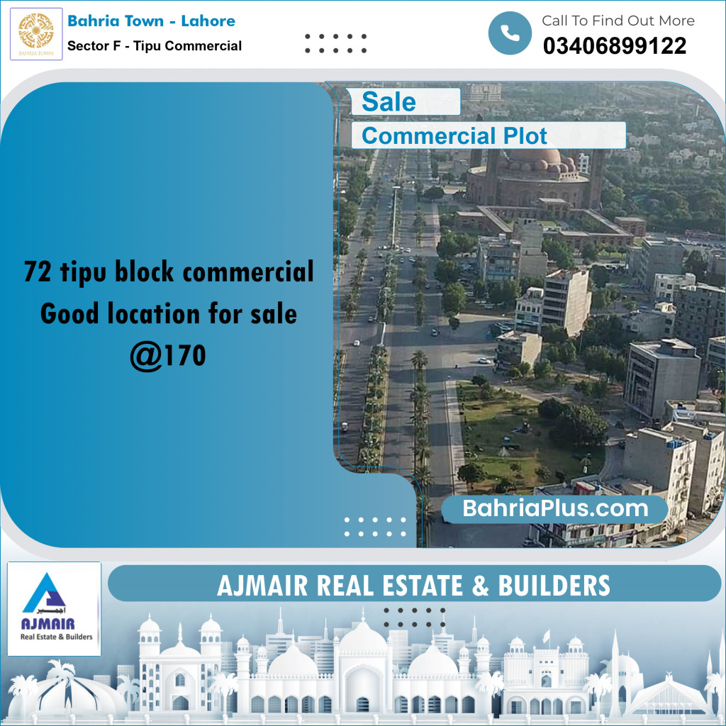 5 Marla Commercial Plot for Sale in Sector F - Tipu Commercial -  Bahria Town, Lahore - (BP-213209)