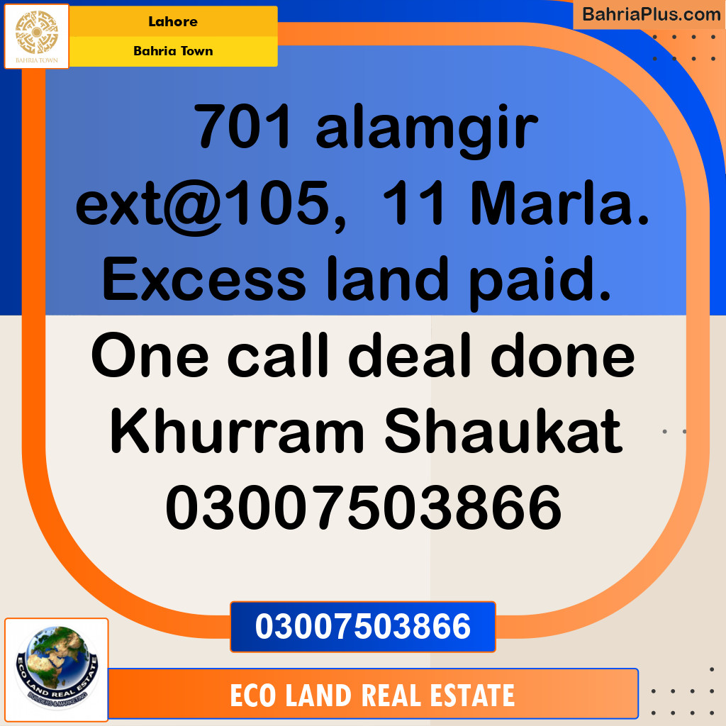 Residential Plot for Sale in Bahria Town, Lahore - (BP-213253)