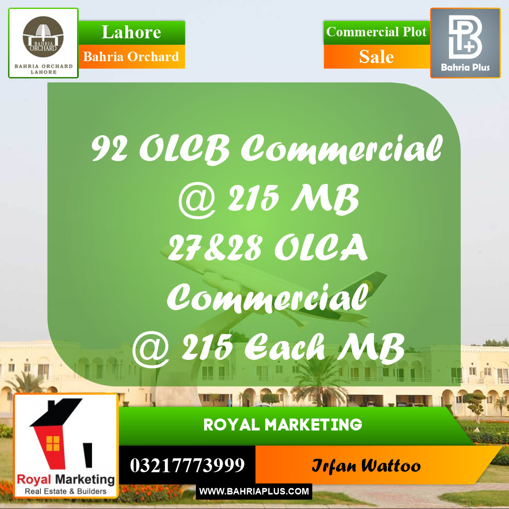 Commercial Plot for Sale in Bahria Orchard, Lahore - (BP-213277)