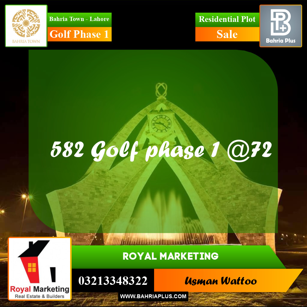 Residential Plot for Sale in Golf Phase 1 -  Bahria Town, Lahore - (BP-213290)
