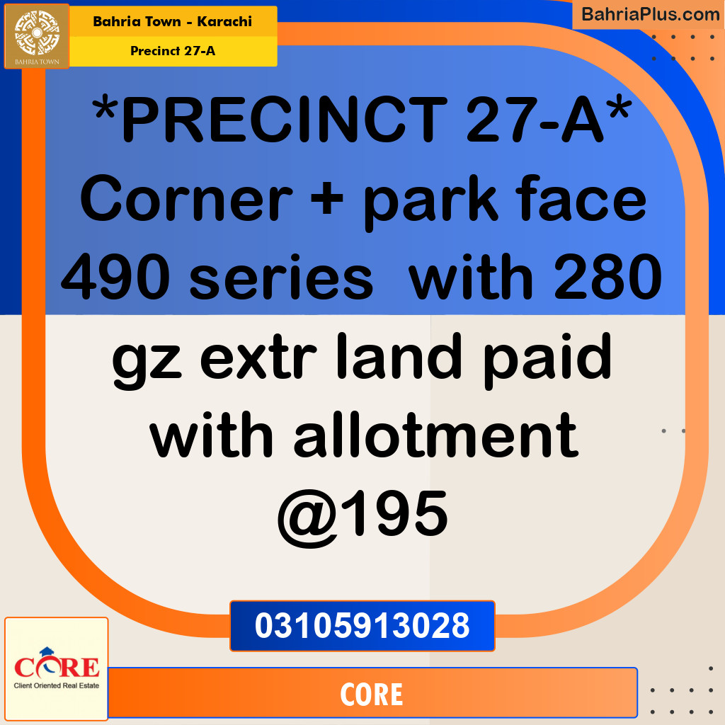 780 Sq. Yards Residential Plot for Sale in Precinct 27-A -  Bahria Town, Karachi - (BP-213292)