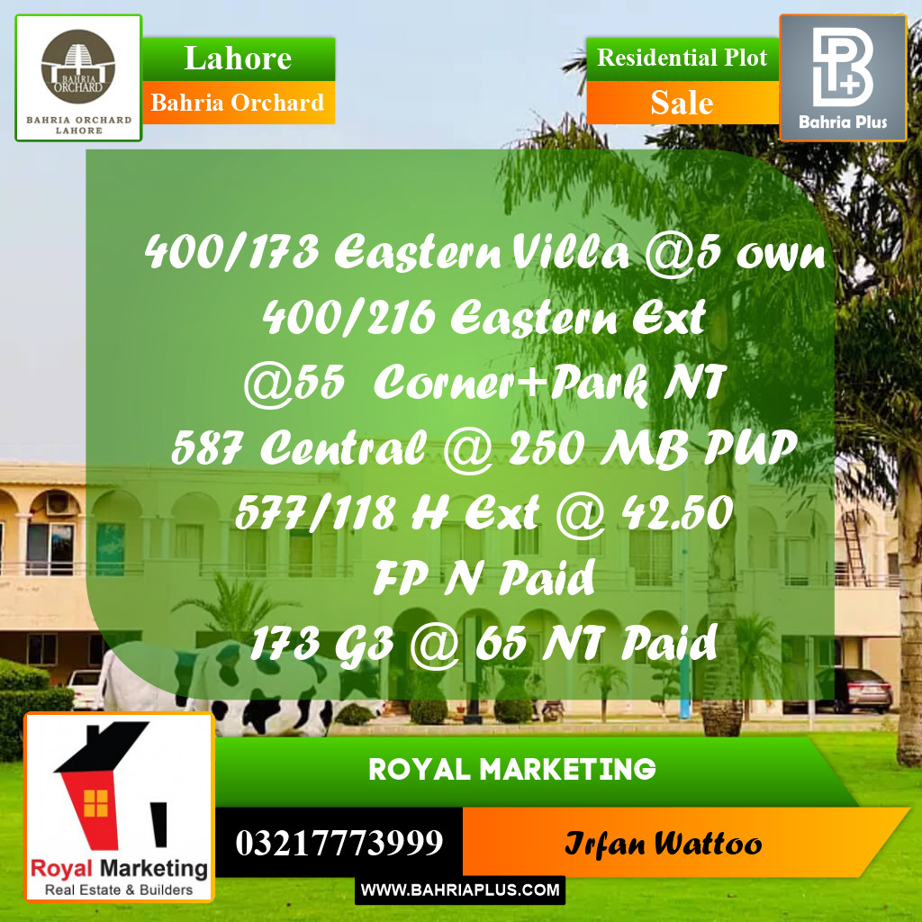 Residential Plot for Sale in Bahria Orchard, Lahore - (BP-213299)