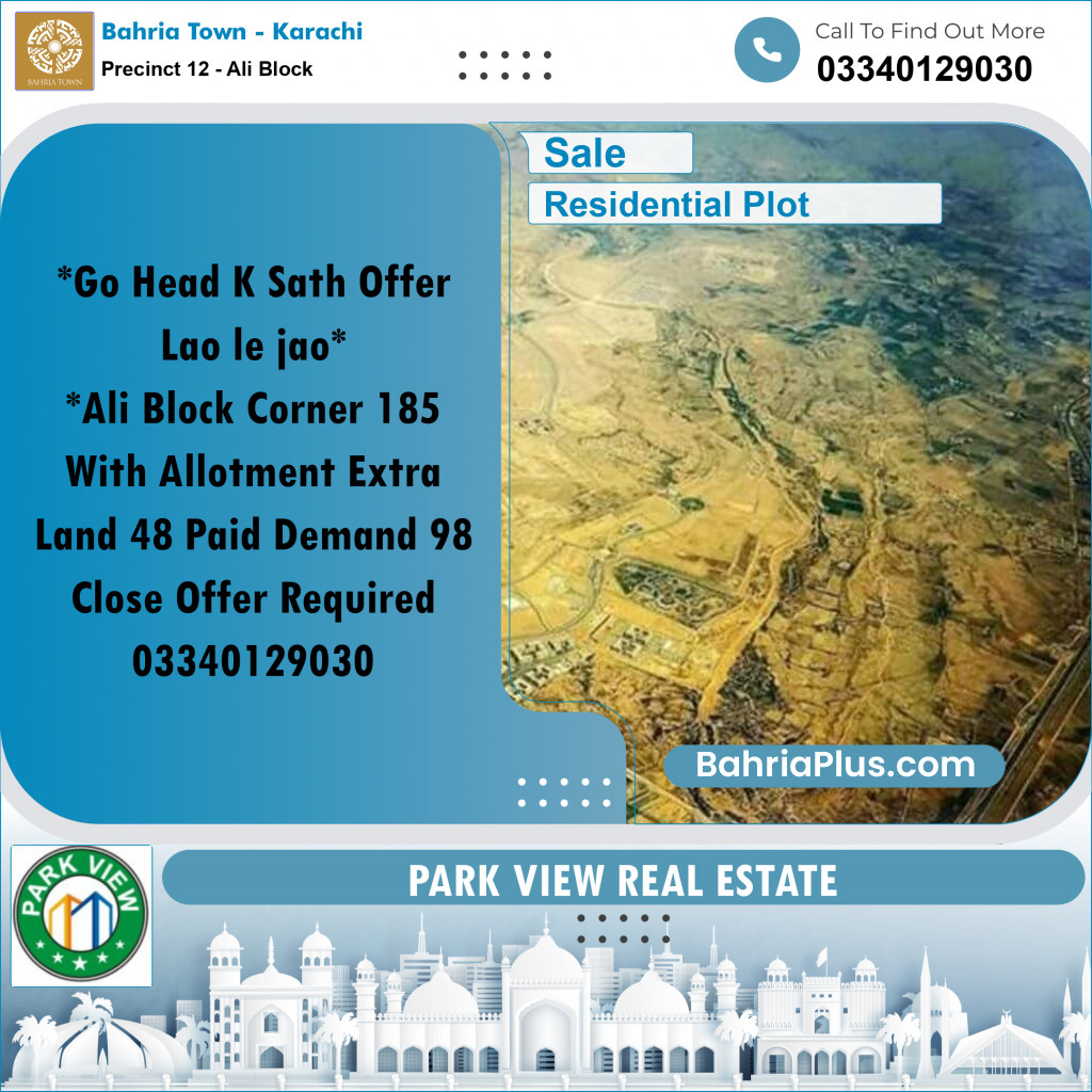 172 Sq. Yards Residential Plot for Sale in Precinct 12 - Ali Block -  Bahria Town, Karachi - (BP-213315)